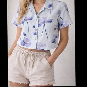 Columbia Light Blue Floral Button Down Shirt